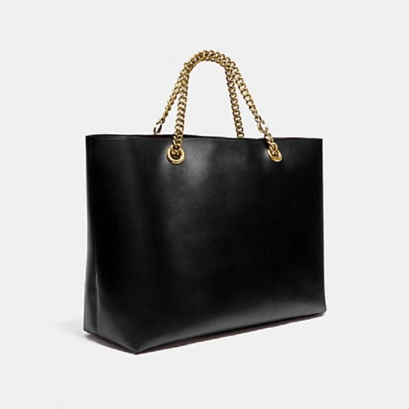 NWT COACH Brass/Black Signature Chain Central Tote - Picture 2 of 6